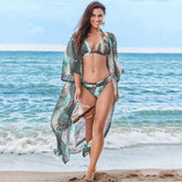 Sheer Chiffon Snake Print Brazilian Caftan Cover Up